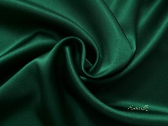 100 percent pure silk Emerald Green Charmeuse Silk Fabric: 100% Mulberry Silk, 19mm, By The Yard
