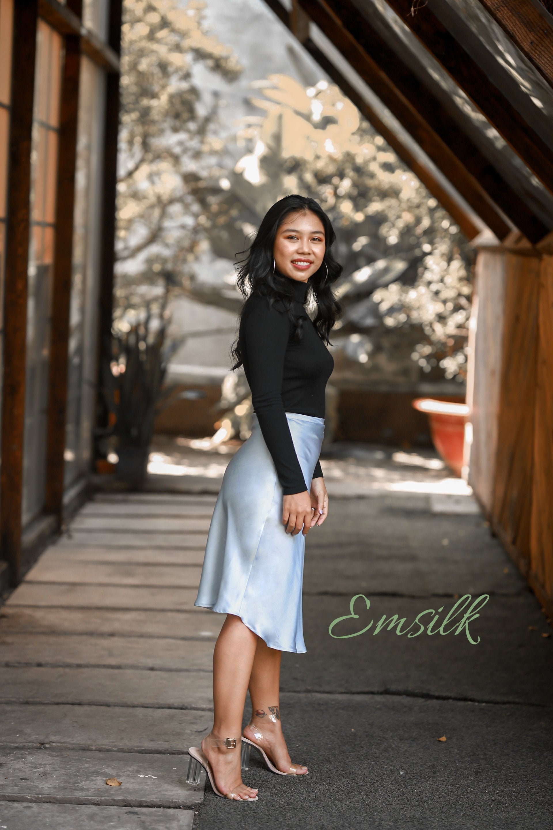 Silver Silk Skirt/100% Pure Mulberry Silk Skirt/fall Outfit Silver Silk Skirt/100% Pure Mulberry Silk Skirt/fall Outfit