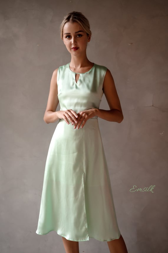 knee length dresses for ladies Flora Satin Mini Dress