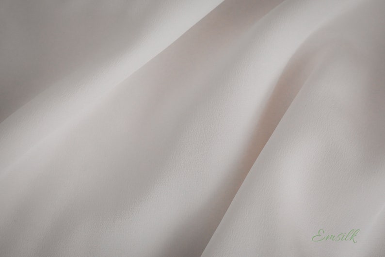 100 percent pure silk Ivory Crepe De Chine Silk Fabric: 100% Pure Mulberry Silk, 16mm image 1