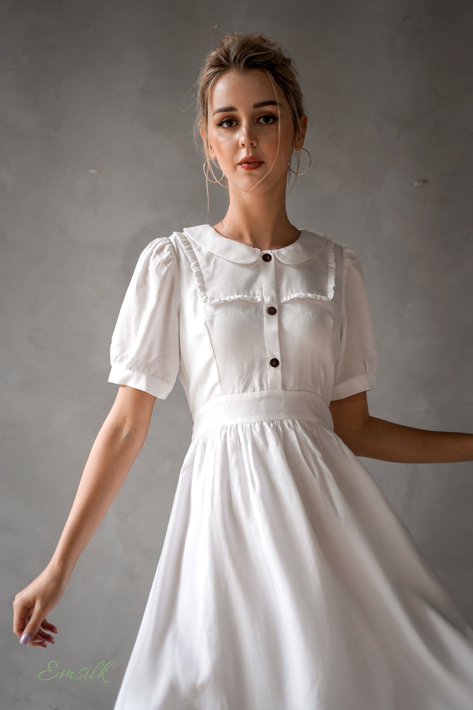 Wrap Pattern Linen Dress Inwear Pauline Dress Ready To Ship Size S Linen  Dress With Collar/