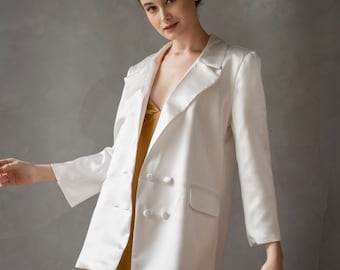 Ivory Silk oversized Blazer/Blazer für Hochzeit/Braut Blazer/Frauen Blazer/ free size Blazer/ 100% Charmeuse Seide mit Futter