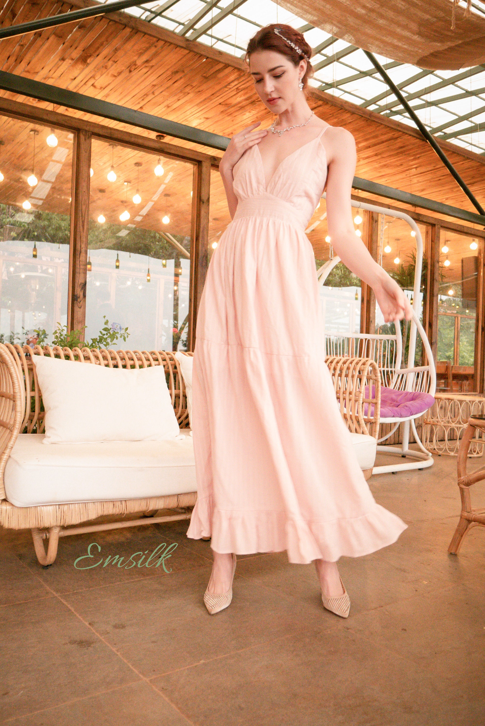 strapless open back dress Ruffle One Shoulder Fuchsia Mother of The Bride Dress with Split