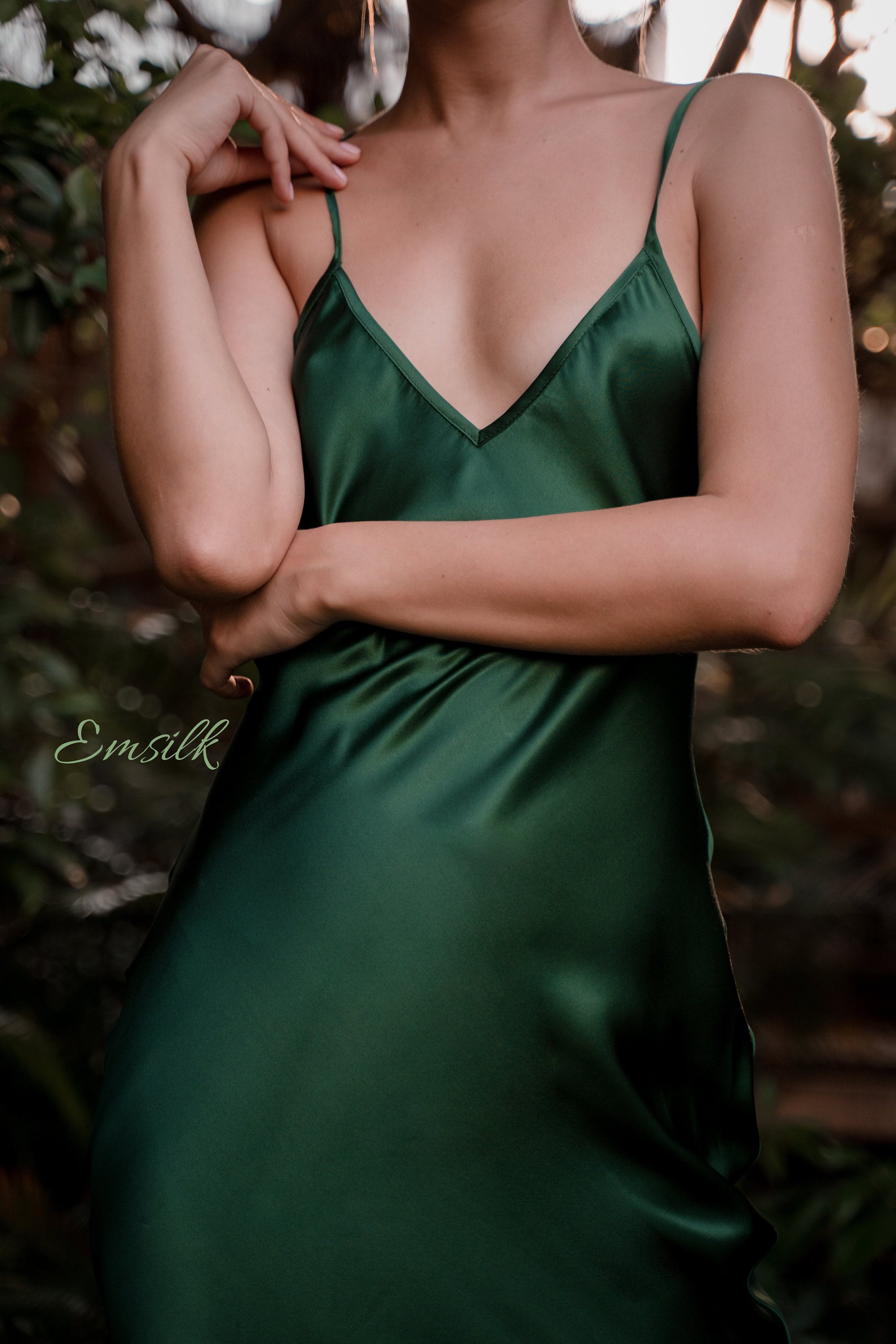 100 percent pure Silk Emerald Green Silk Slip Dress: Backless Deep V-Neck Gown 100 percent pure Silk Emerald Green Silk Slip Dress: Backless Deep V-Neck Gown