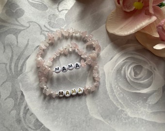 Personalised mama rose quartz bracelet beaded bracelet custom made