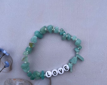 Amazonite CRYSTAL BRACELET beaded bracelet custom made, love bracelet, self love mental health bracelet, healing gift for her/him