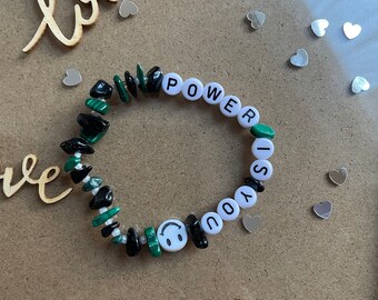 POWER is you BRACELET, malachite obsidian bracelet, crystal bracelet for her/him