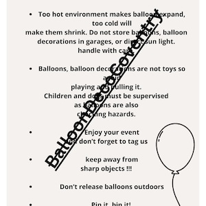 Digital download only - balloon care card design, minimalist balloon care card