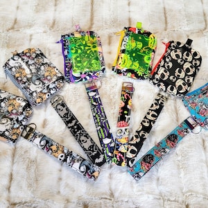 Mini billetera, mini bolso de mano, mini bolso de mano, llavero, tarjetero, bolsa de identificación, estuche de identificación, monedero, monedero, billetera espeluznante de terror de Halloween