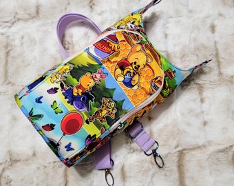 H2GO sling bag Winnie the Pooh inspired custom fabric, water bottle carrier, crossbody purse with card slots, H2O2GO bag, drink carrier