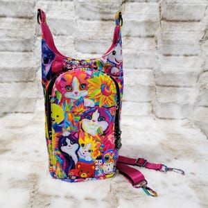 H2O2GO sling bag 90's nostalgia, neon bright animals, water bottle carrier, crossbody purse with card slots, waterproof canvas liner H2Go