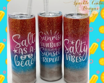 Glitter Beach Sunset Tumbler by Sparkle Couture Designs