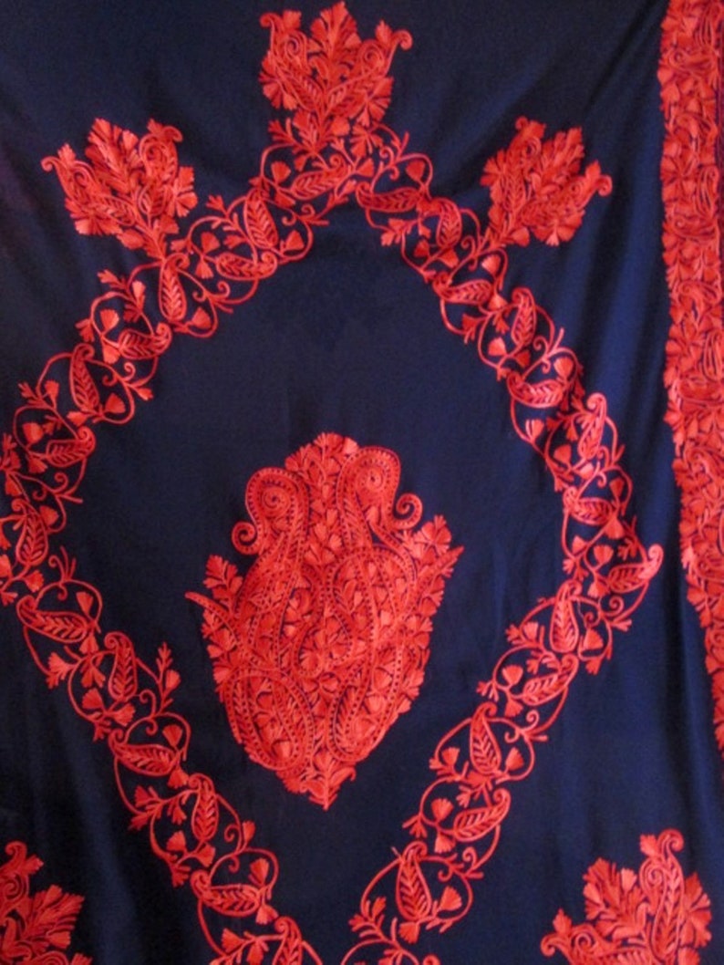 Designer Hand Embroidered saree Chiffon Georgette sari Kashmiri Ari stitch work saree with blouse piece