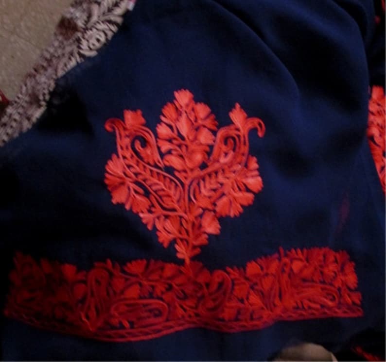 Designer Hand Embroidered saree Chiffon Georgette sari Kashmiri Ari stitch work saree with blouse piece