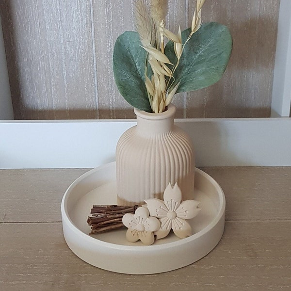 Geschenkset: Vase mit Tablett und Deko im Farbton Caramel