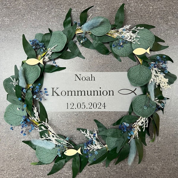 Personalisierter Türkranz - Dekokranz für Kommunion/Konfirmation etc.  30 cm