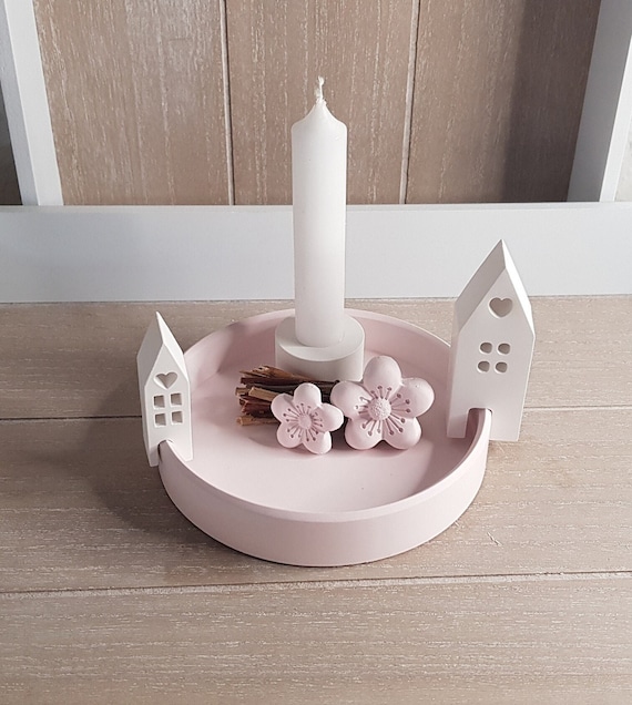 Geschenkset: Tablett und Deko im Farbton Altrosa