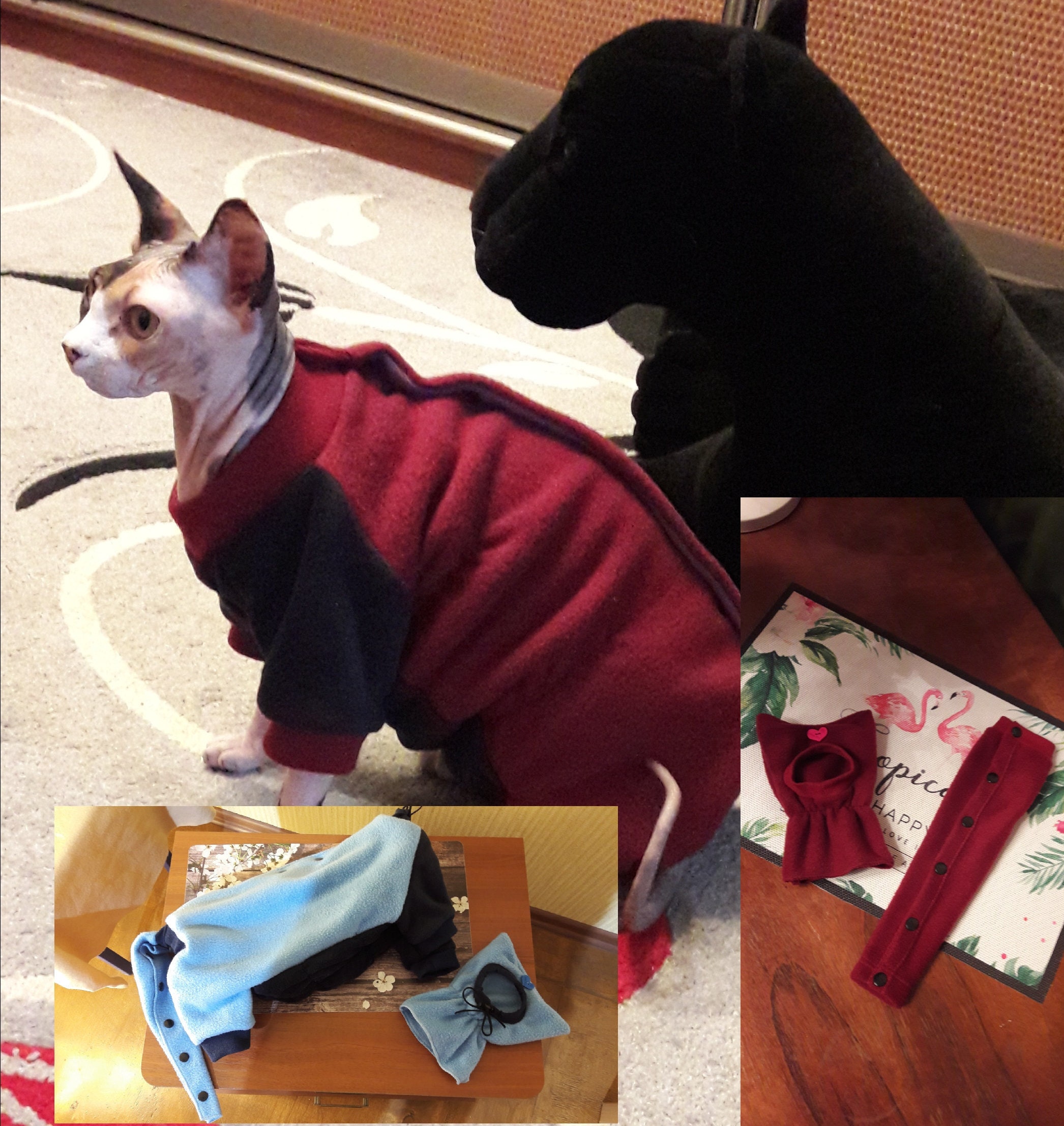 Cat clothes Very warm fleece jumpsuit Kit for Etsy