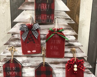 Mini Wooden Signs Christmas Tags Wooden Shelf Sitters | Etsy