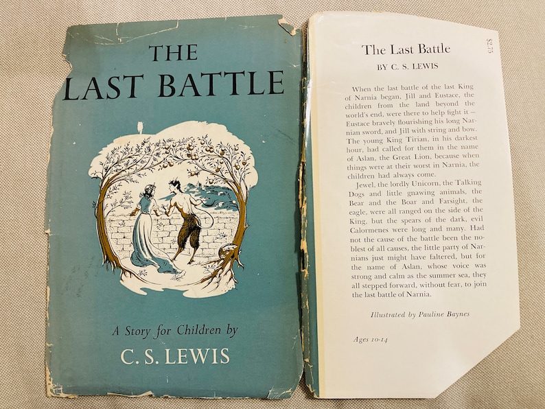 FIRST EDITION The Last Battle by C.S. Lewis Macmillan 1956 stated first printing, Illustrated by Pauline Baynes, The Chronicles of Narnia image 10