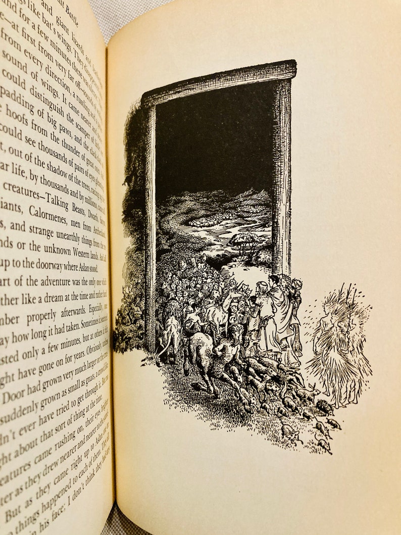 FIRST EDITION The Last Battle by C.S. Lewis Macmillan 1956 stated first printing, Illustrated by Pauline Baynes, The Chronicles of Narnia image 9