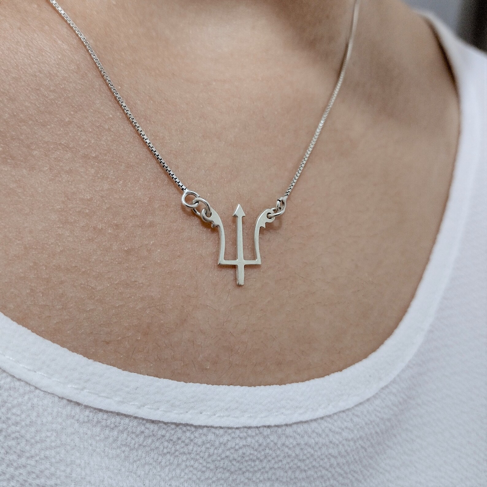 Devil Pitchfork 925 Sterling Silver Pendant Necklace Etsy