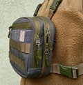 Chest Bag Men's Handmade Hiking Bag Small Chest Pack Cordura Zipper Adjustable Bushcraft Kit Holster Bag Mr. Frosty - Ash Grey/Olive product logo