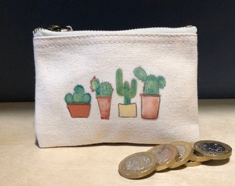 Cactus Purse / Cactus Zipper / Cactus Illustration / Cactus Pouch