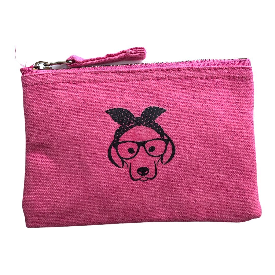 Pink Doggy Purse / Pink Cotton Purse / Doggy Zipper / Doggy Etsy