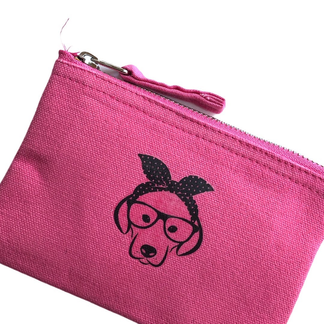 Pink Doggy Purse / Pink Cotton Purse / Doggy Zipper / Doggy Etsy