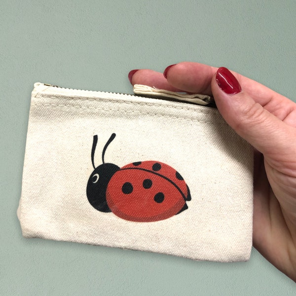 Ladybird Coin/Card Purse, Cotton Insect Wildlife Purse for Children Mum, Daughter, Friend, Cute Ladybug Purse, Ladybird Ladybug Gift