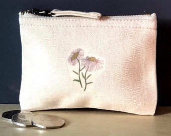 Daisy Coin & Card Purse / Cotton Daisy Zipper / Daisies Gift Present / Daisy Spring  Flower Gift for Easter