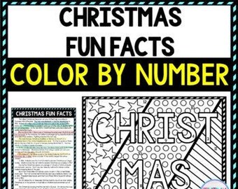 Christmas Fun Facts Color by Number, Reading Passage and Text Marking