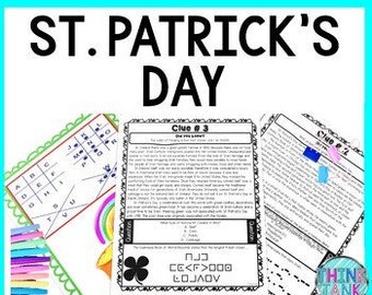 St. Patrick's Day ESCAPE ROOM - Activity for Teachers - Reading Worksheets - Homeschool - 4th grade - 5th grade - 6th grade - Lesson Plans