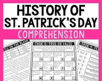 History of St. Patrick's Day Reading Comprehension Challenge - Close Reading for Kids - Teacher Lesson Plans - 4th grade - 5th grade - 6th