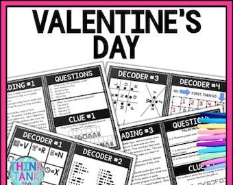 Valentine's Day Escape Room Activity - Reading Comprehension Challenge - Worksheet and Puzzles for Kids - Valentine's Activity - Grades 3-4