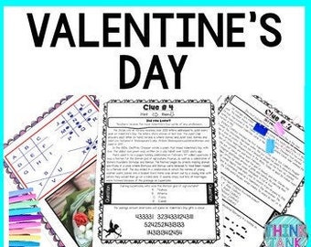 Valentine's Day ESCAPE ROOM - Reading Comprehension - February Activity - Worksheet and Puzzles for Kids - Valentine's Activity - Grades 4-8