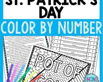 St. Patrick's Day Color by Number, Reading and Text Marking - Lesson Plans for Teachers - Homeschool - 4th grade - 5th grade - 6th grade