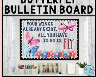 Bulletin Board Display Kit - Printable Teacher Bulletin Board – Butterfly Wings – Butterfly Theme – Teacher Decor for the Classroom