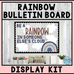 Printable Bulletin Board Display Kit - Teacher Bulletin Board – Boho Rainbow Theme – Teacher Decor for the Classroom - Growth Mindset