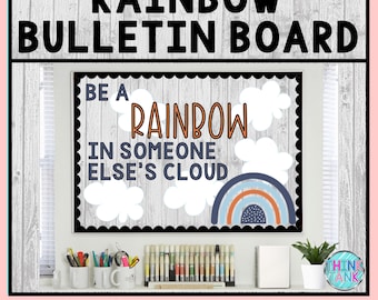 Printable Bulletin Board Display Kit - Teacher Bulletin Board – Boho Rainbow Theme – Teacher Decor for the Classroom - Growth Mindset