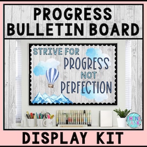 Printable Bulletin Board Display Kit - Teacher Bulletin Board – Strive for Progress – Teacher Decorations for the Classroom - Growth Mindset