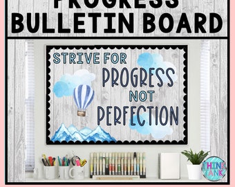 Printable Bulletin Board Display Kit - Teacher Bulletin Board – Strive for Progress – Teacher Decorations for the Classroom - Growth Mindset