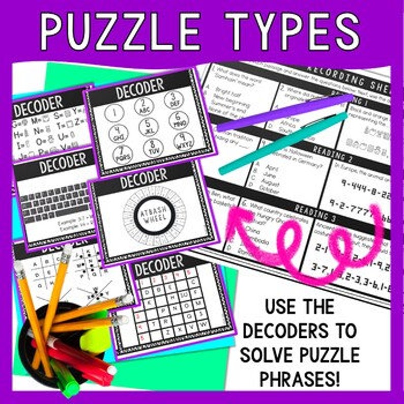 Type Decorder Halloween Around the World Reading Comprehension and Puzzle Escape Room ...