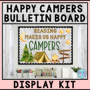 Bulletin Board Display Kit - Printable Teacher Bulletin Board – Reading – Happy Camping Theme – Teacher Decor for the Classroom