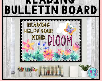 Printable Bulletin Board Display Kit - Teacher Bulletin Board – Reading – Flower Theme – Teacher Decor for the Classroom - Growth Mindset