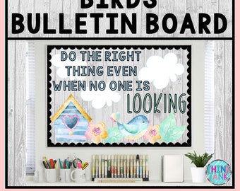 Printable Bulletin Board Display Kit - Teacher Bulletin Board – Bird Theme – Teacher Decor for the Classroom - Growth Mindset