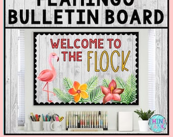 Printable Bulletin Board Display Kit - Teacher Bulletin Board – Welcome to the Flock – Tropical Theme – Teacher Decor for the Classroom