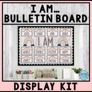 Printable Bulletin Board Display Kit - Teacher Bulletin Board – Boho Rainbow Theme – Teacher Decor for the Classroom - Growth Mindset