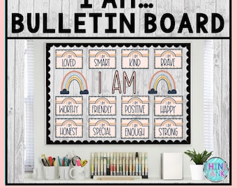 Printable Bulletin Board Display Kit - Teacher Bulletin Board – Boho Rainbow Theme – Teacher Decor for the Classroom - Growth Mindset